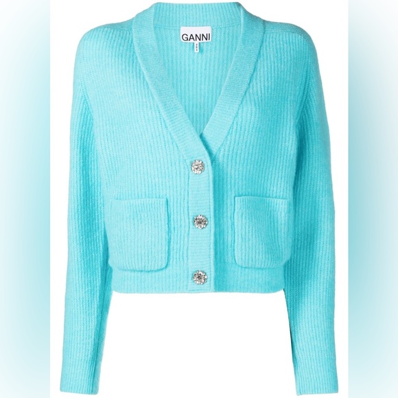 GANNI Cardigan with Crystal Buttons - Picture 4 of 11